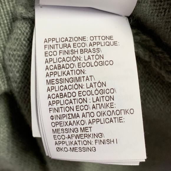 Size L Sage Green Cashmere Monili Beaded One Pocket V-Neck Cardigan - Picture 7 of 7